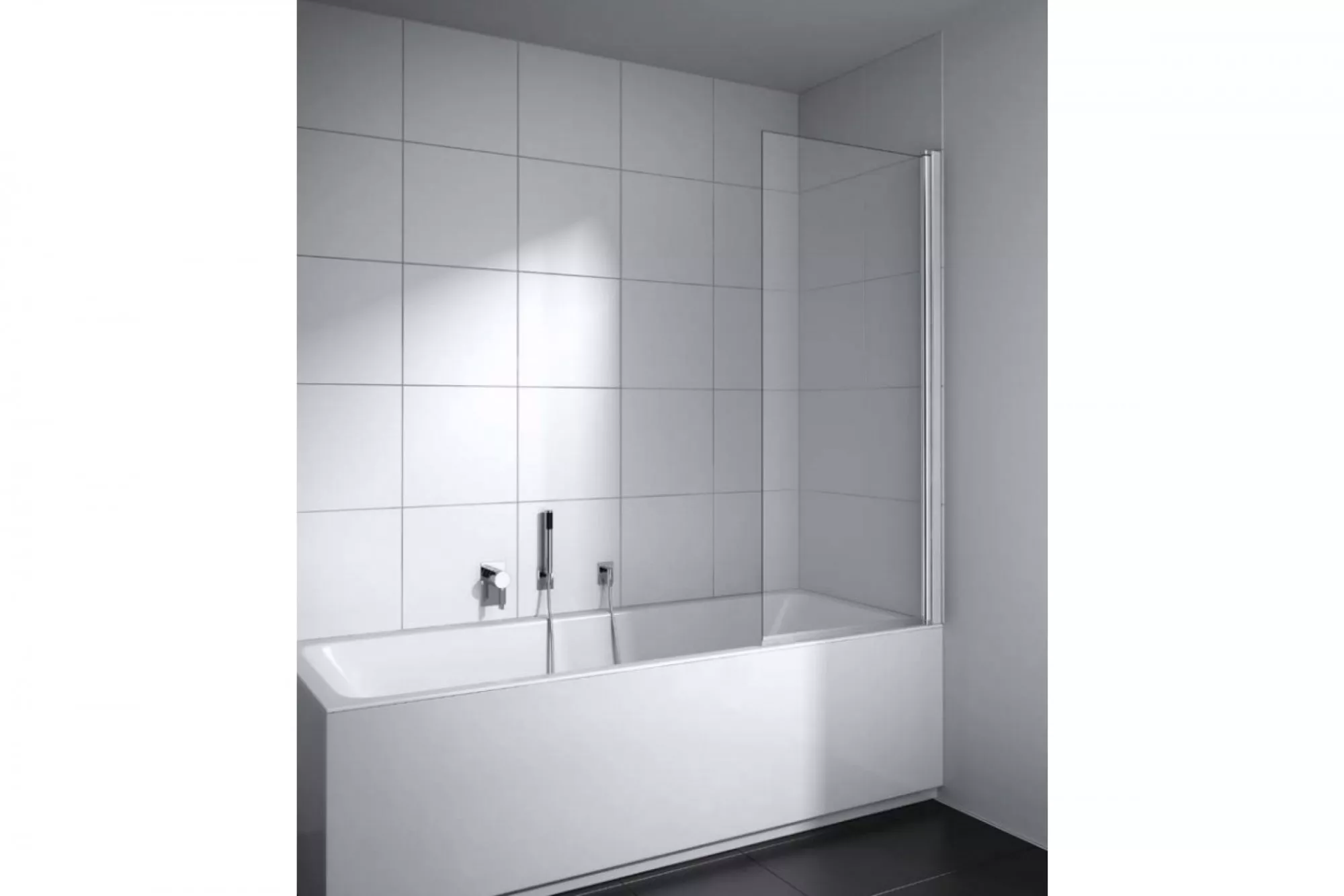 

CADA XS CK DFR 09014 VPK Шторка на ванну (маятниковая створка), крепление справа, H=1400, L=880-905, стекло прозр. ESG Clean