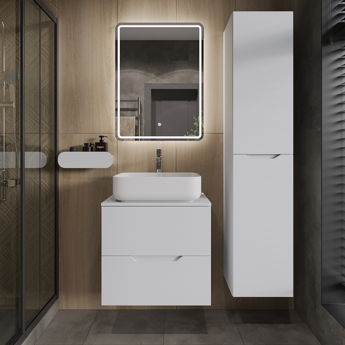 Мебель для ванной комнаты Orange Line 60 подвесная 2 ящика матовая белая с раковиной B05-500W 46790₽