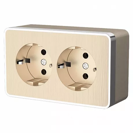

Розетка Werkel двойная с заземлением Gallant шампань рифленый W5072110 4690389164682 a051037