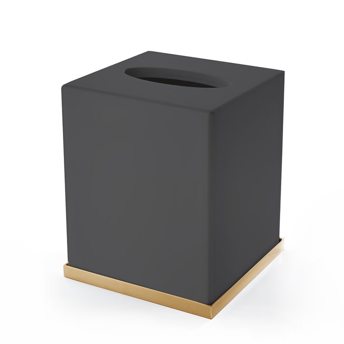 3SC Mood Deluxe Black Контейнер для бумажных салфеток, 12х12х14 см, квадратный, настольный, цвет: чёрный матовый/золото 24к. (ПО ЗАПРОСУ)