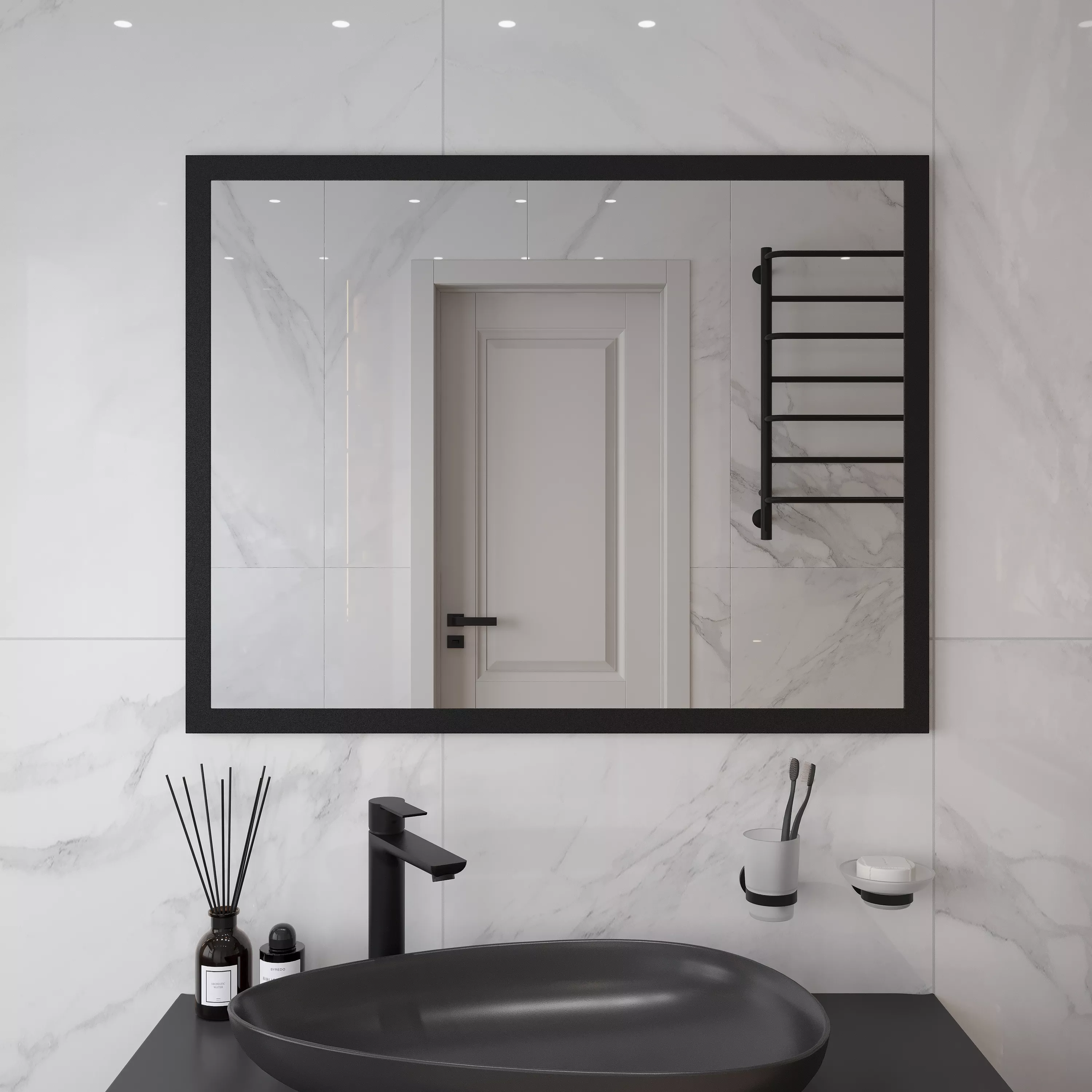 

Зеркало STWORKI Брамминг 70х90, черное