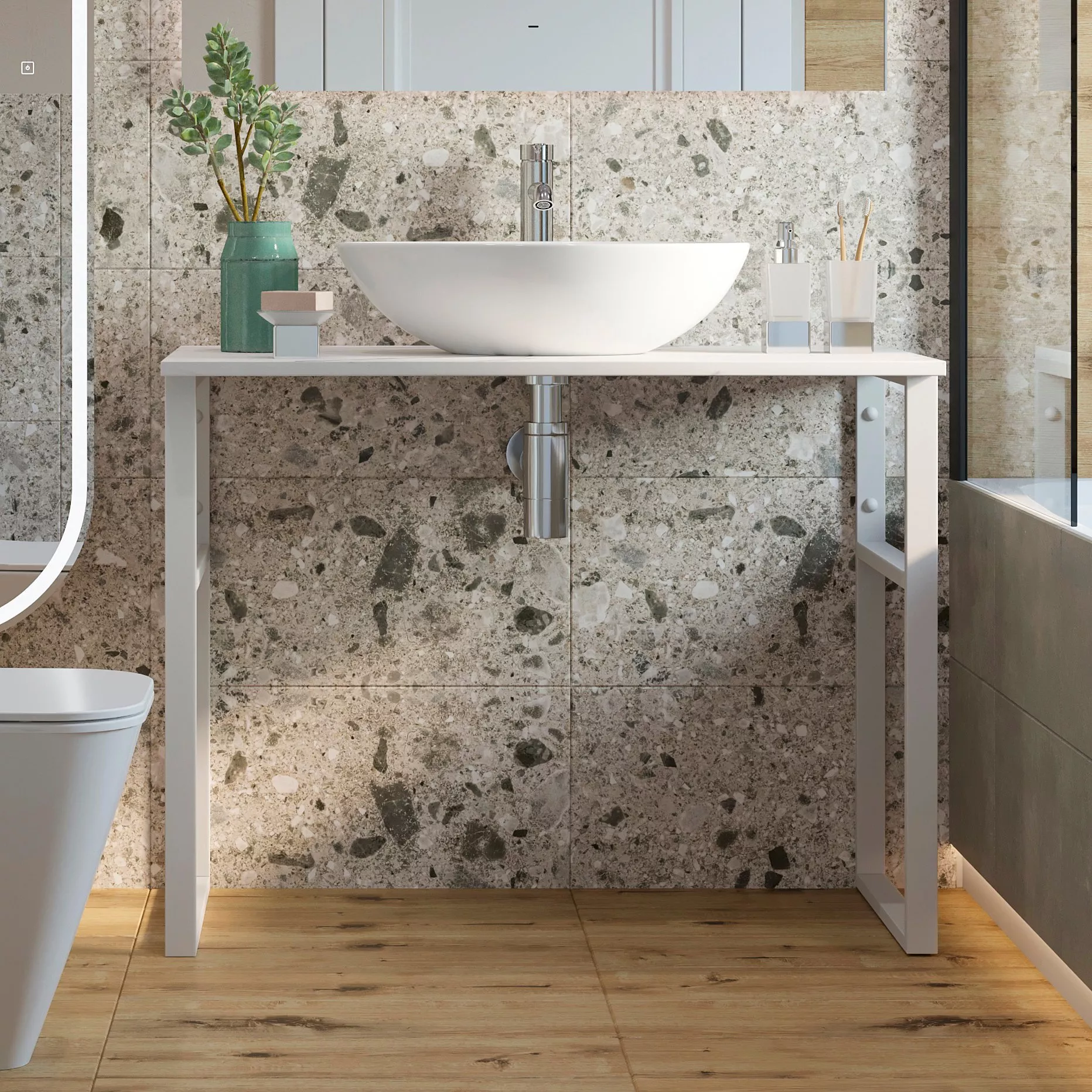 

Консоль DIWO Элиста 100 белый мрамор, с раковиной Moduo 55 Leaf