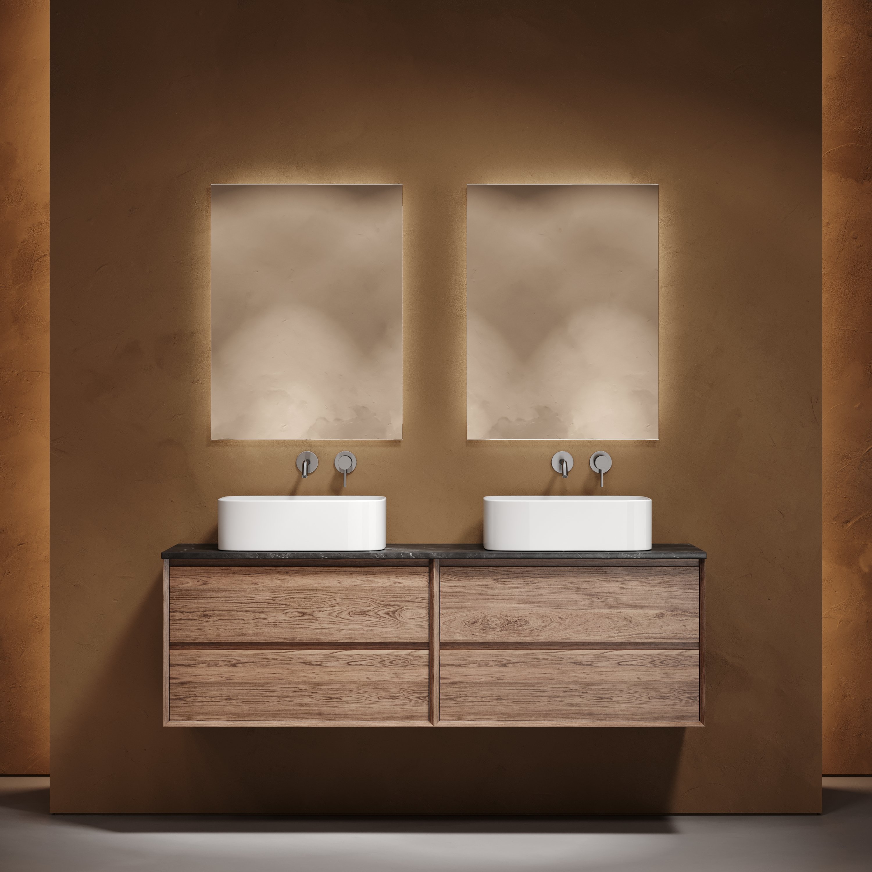 

Мебель для ванной комнаты Sancos Marmi 2.0 160 дуб чарльстон, столешница черный мрамор TT160A1, раковина CN6052