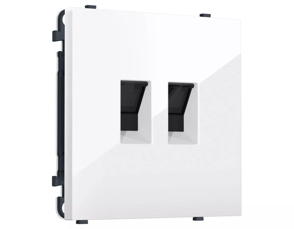 Комплект механизма компьютерной двойной розетки SIGMA Белый глянец RJ-45 Ambrella Volt MS112110 (SP1121, PR189)
