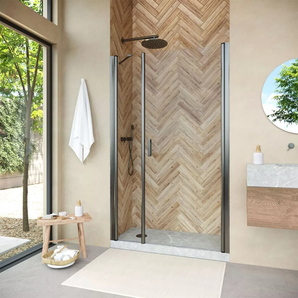 

Душевая дверь в нишу Vegas Glass EP-F-2 Novo 150 11 01 R профиль оружейная сталь, стекло прозрачное