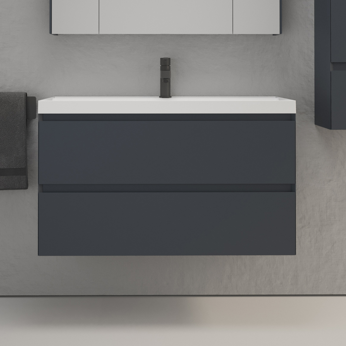 Тумба с раковиной Style Line Манхэттен 100 подвесная графит раковина Florentina Астория 100 белая 27297₽