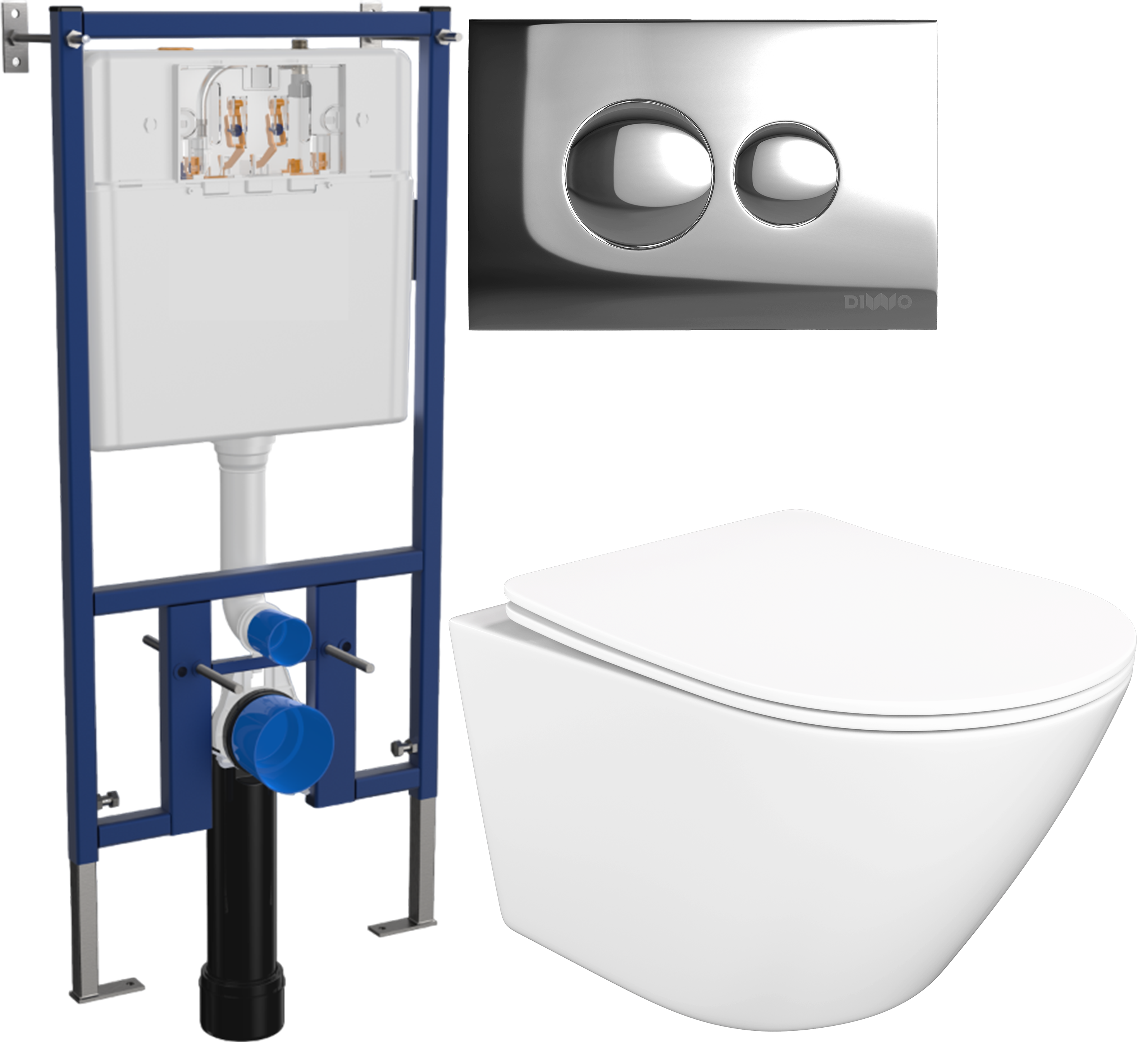 

Комплект 3 в 1 Унитаз подвесной STWORKI Левангер S07401WH, безободковый, смыв Торнадо, с микролифтом, антивсплеск + Инсталляция DIWO 4501 + Кнопка 7312 цвет хром