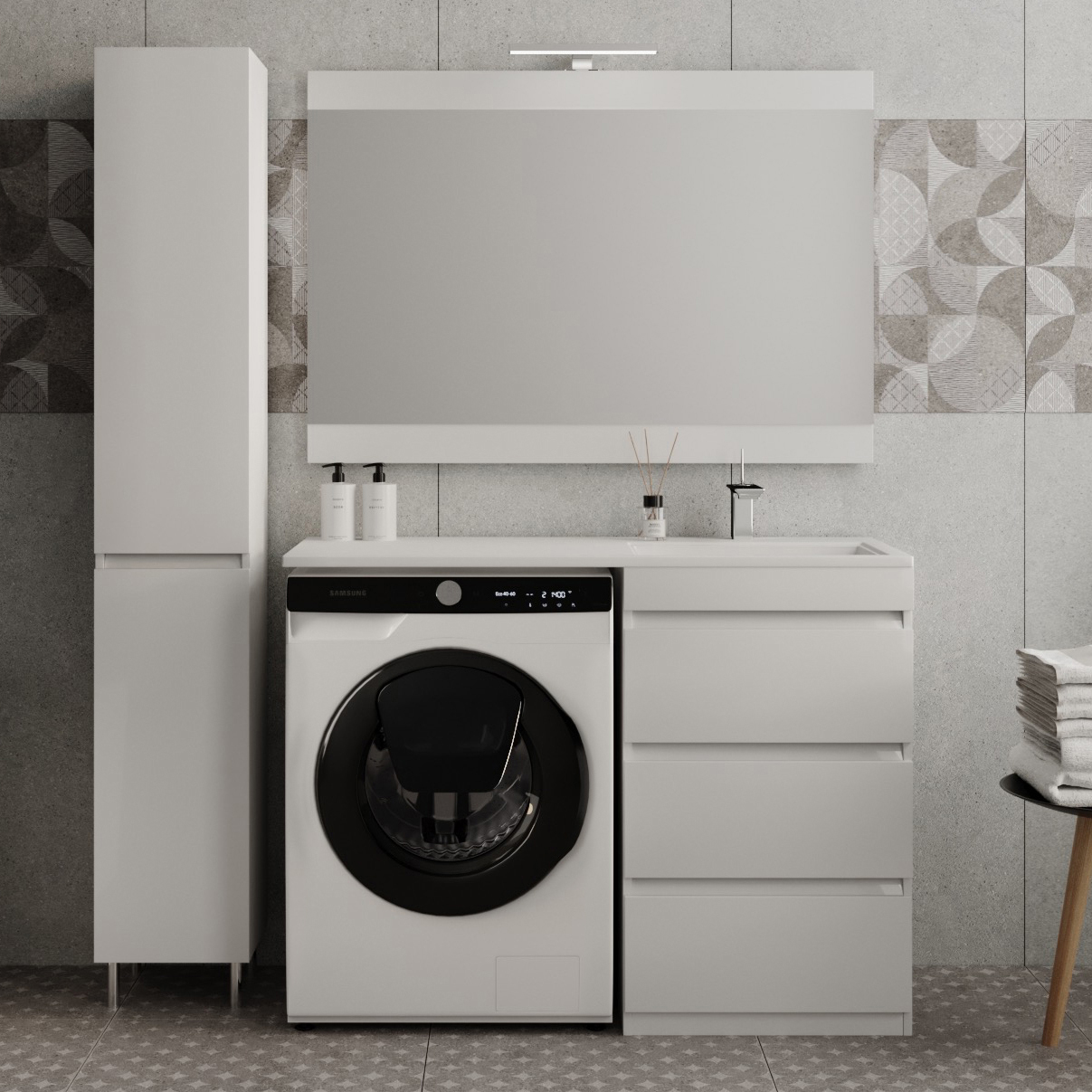 

Мебель для ванной комнаты Style Line Даллас 110 Люкс Plus R напольная, белая, 3 ящика