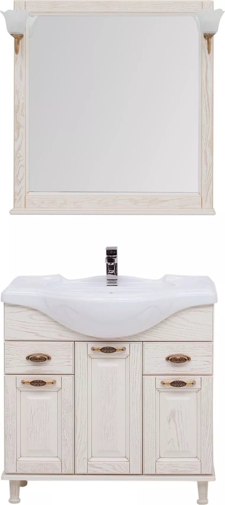 

Мебель для ванной Aquanet Тесса Декапе 85 жасмин, золото, Золото;светлое дерево;эффект старины