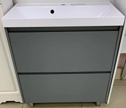 

Тумба напольная "Борнео 80", 2 ящ., Люкс графит матовый, Слим 80