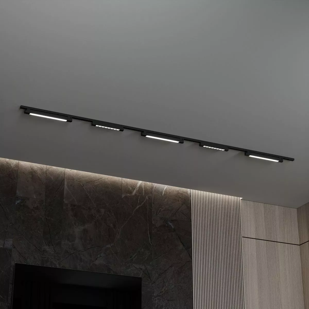 

Трековая система со светильниками №8 однофазная накладная Skylite (220В, форма - прямая, 3м, 3000K) черная Hesby Lighting HSBL_kompl_S008_NI3B3K