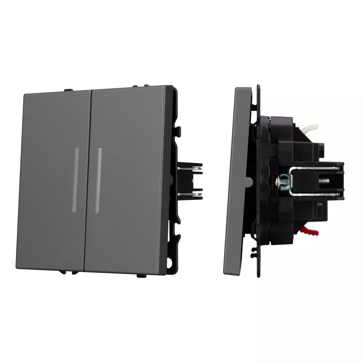 

Механизм выключателя двухклавишный проходной Arlight LED SWT-NOBE-MKP2-SFPL-L-GR (230V, 10A) 054269