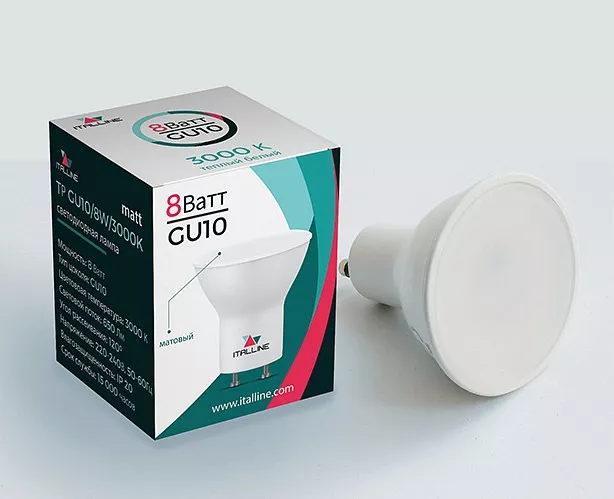 

Лампа светодиодная Italline TP GU10 8Вт 3000K TP GU10/8W/3000K matt
