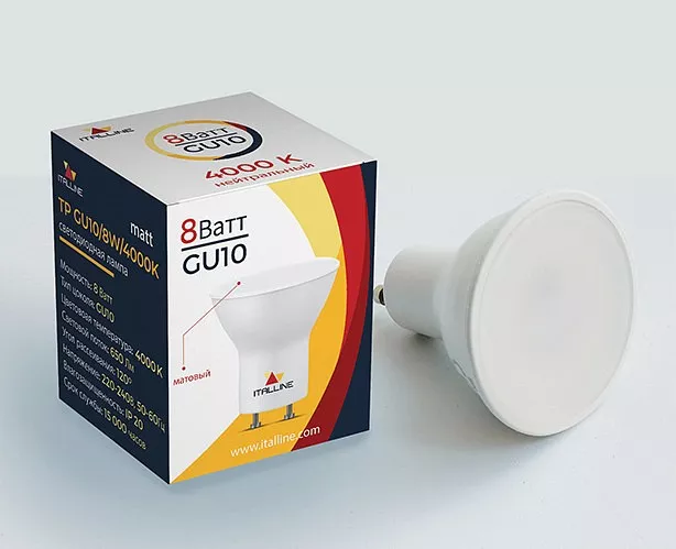 

Лампа светодиодная Italline TP GU10 8Вт 4000K TP GU10/8W/4000K matt