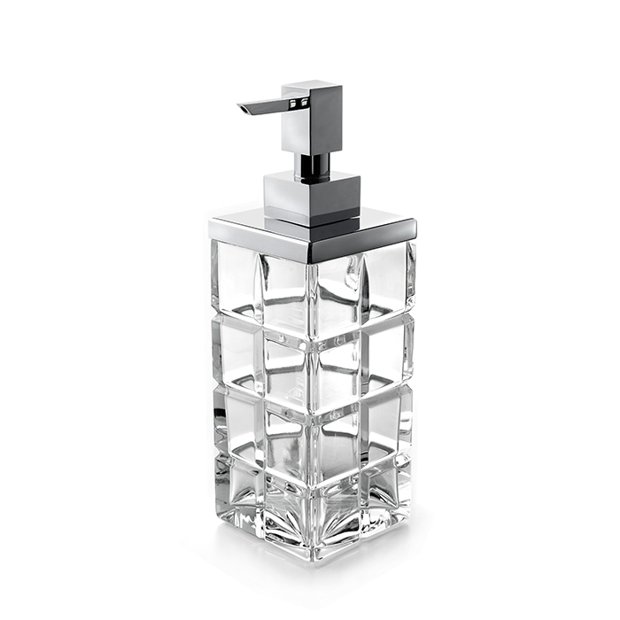 

3SC(Palace Crystal) Дозатор жидкого мыла настольный 7,5хh23х7,5 см, хрусталь прозрачный/латунь цвет Хром