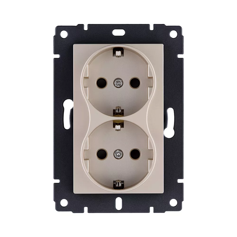 Розетка штепсельная SCHUKO двойная 16A/250 В, золотой Kollinger REA-032GD для Aspekt, Eleganz, Reflex