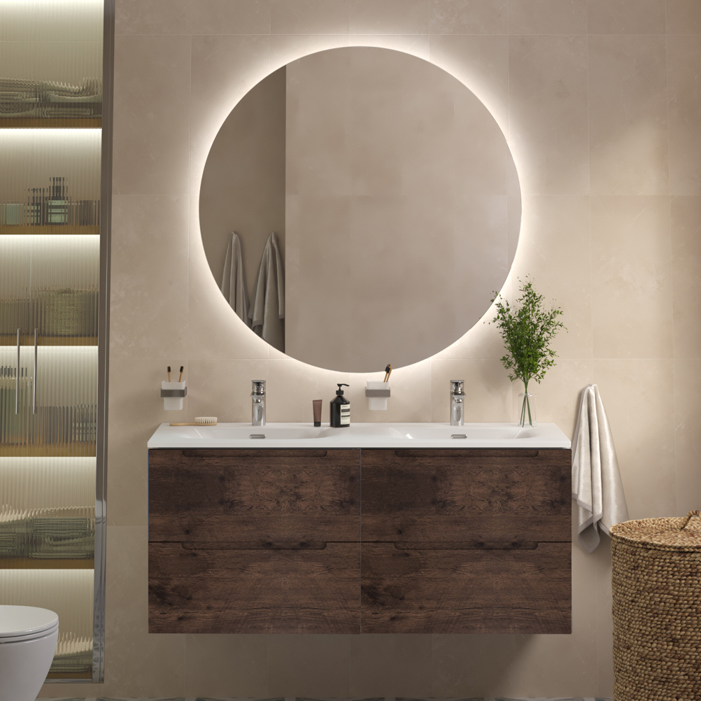 

Мебель для ванной комнаты BelBagno Etna 120 для двоих, rovere moro, раковина BB-8099-120-2