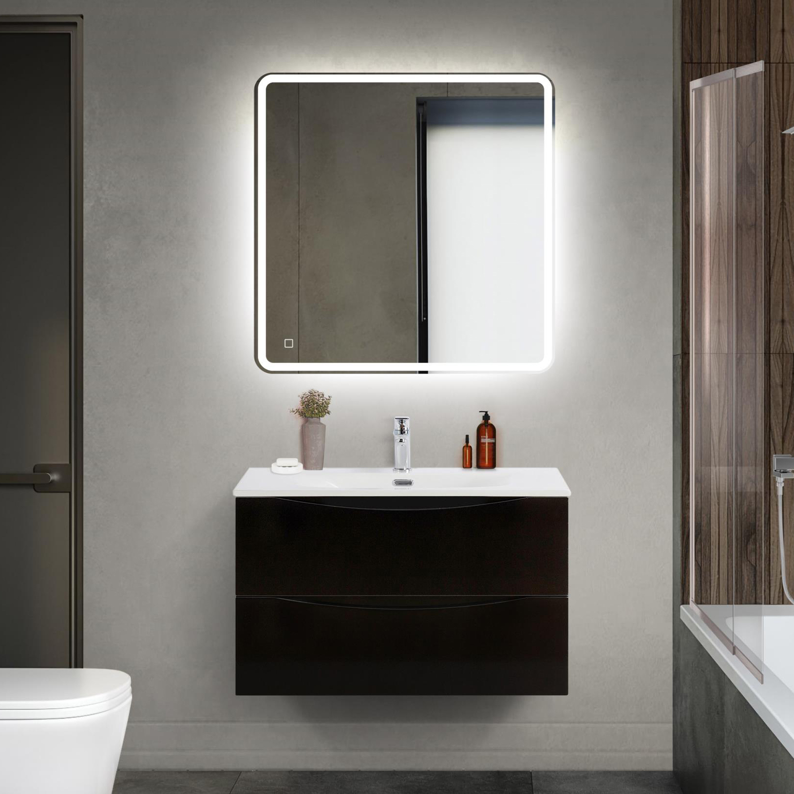 

Мебель для ванной комнаты BelBagno Marino-cer-mini 80 подвесная, nero lucido