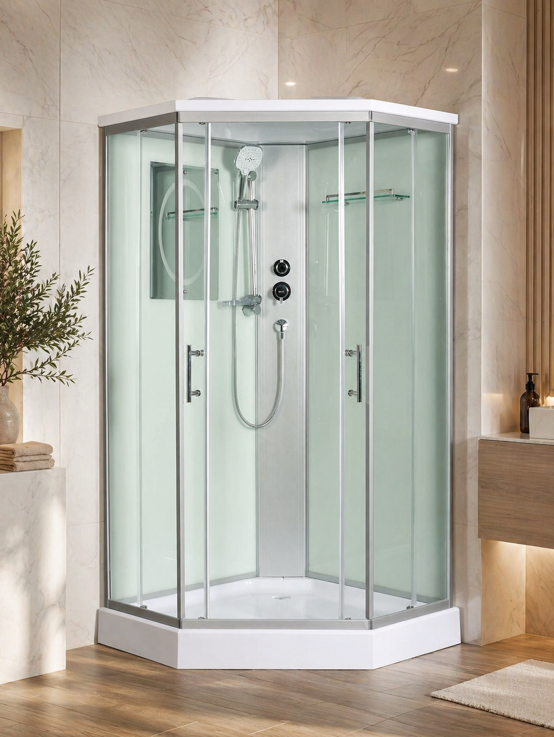 Душевая кабина WeltWasser WW500 Nesse 902 90x90 10000003280 профиль хром, стекло прозрачное