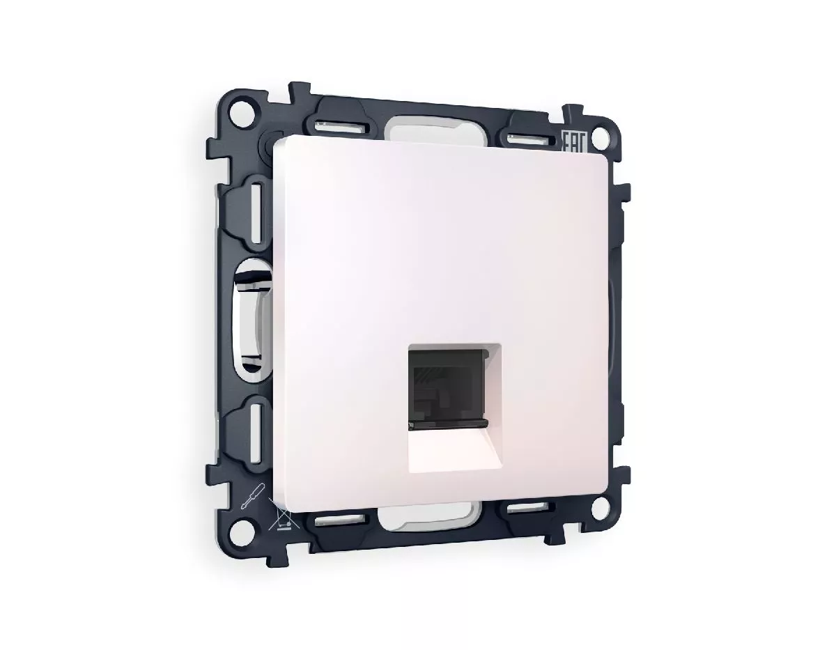 

Комплект механизма компьютерной розетки RJ-45(8P8C) CAT6 со шторкой Ambrella Volt Alfa MA212010