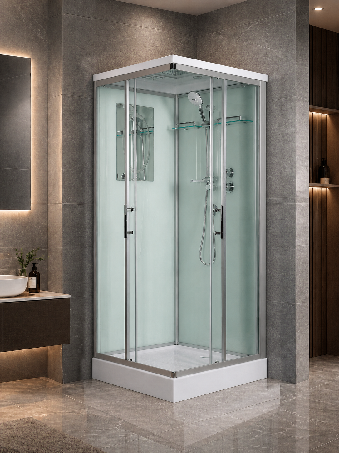 Душевая кабина Weltwasser WW500 Laine 802 80х80 10000003261 профиль хром, стекло прозрачное