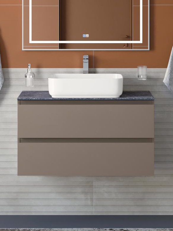 Тумба с раковиной BelBagno Kraft 80 подвесная матовая бежевая столешница kep-80-grn раковина BB1304 57810₽