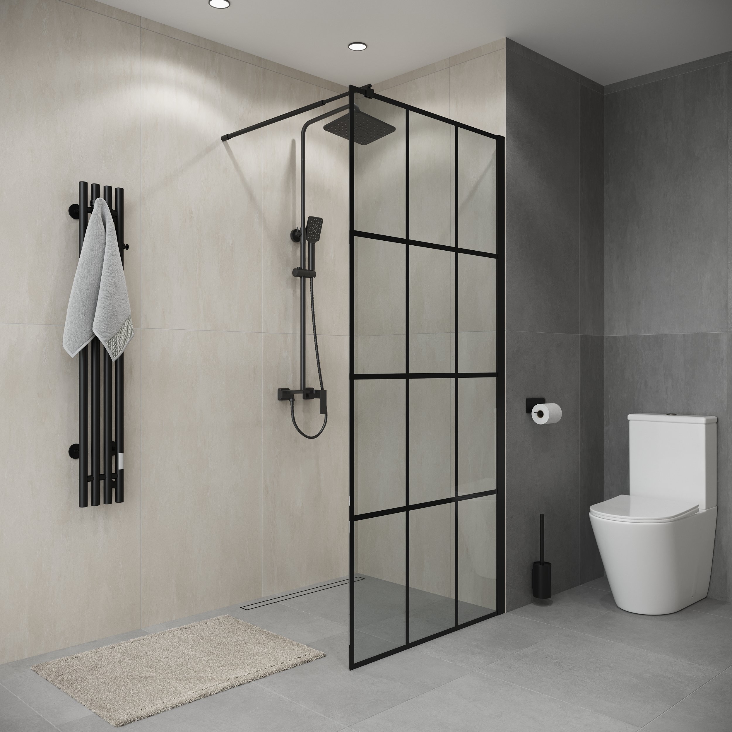 

Душевая перегородка Niagara Eco NG-552-80 BLACK 80х190, профиль черный, стекло прозрачное