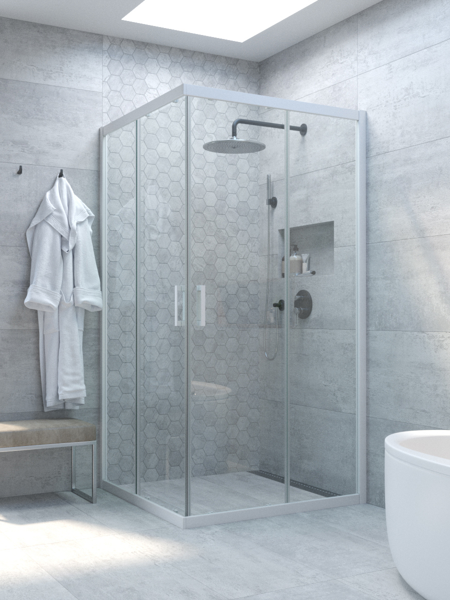 

Душевой уголок Vegas Glass Za Novo h2000 90 01 01 профиль глянцевый белый, стекло прозрачное