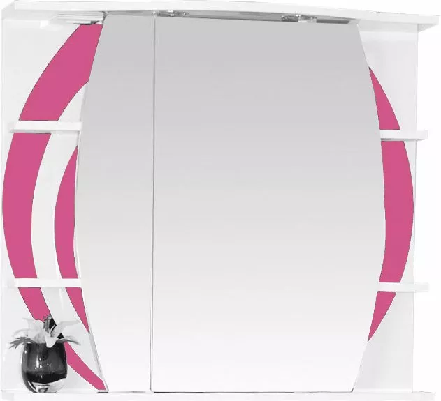 

Зеркало-шкаф Misty Каролина 80 L розовое стекло, Белый;розовый