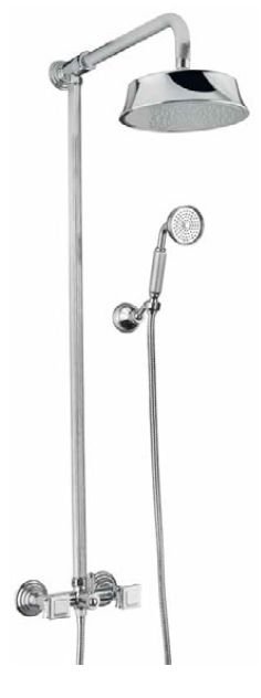 OLIMP-CD-01-M Душевая стойка классическая со смесителем, верхним и ручным душем, ручки Металл, исполнение Хром