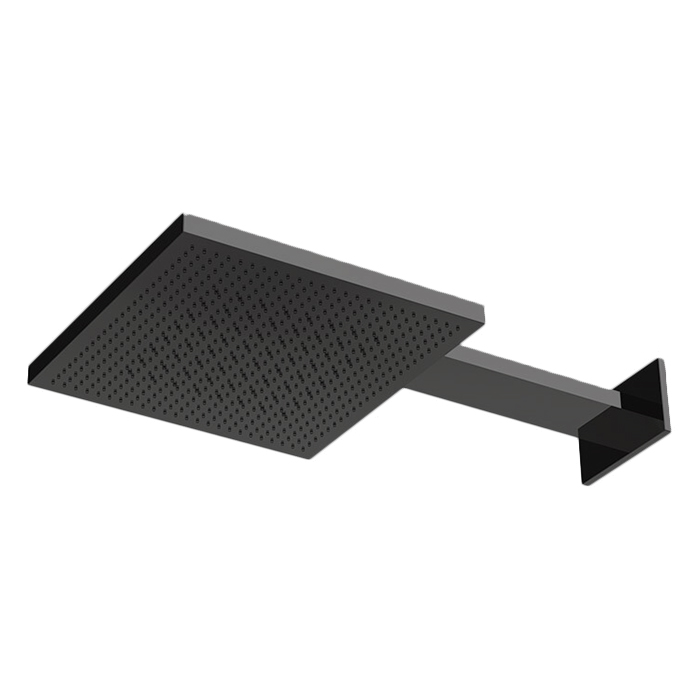 ALMAR Velvet rain Верхний душ настенный 300х300 мм с держателем2 режима Velvet rainIntense rain нержсталь Brushed PVD цвет Absolute Black 286995₽