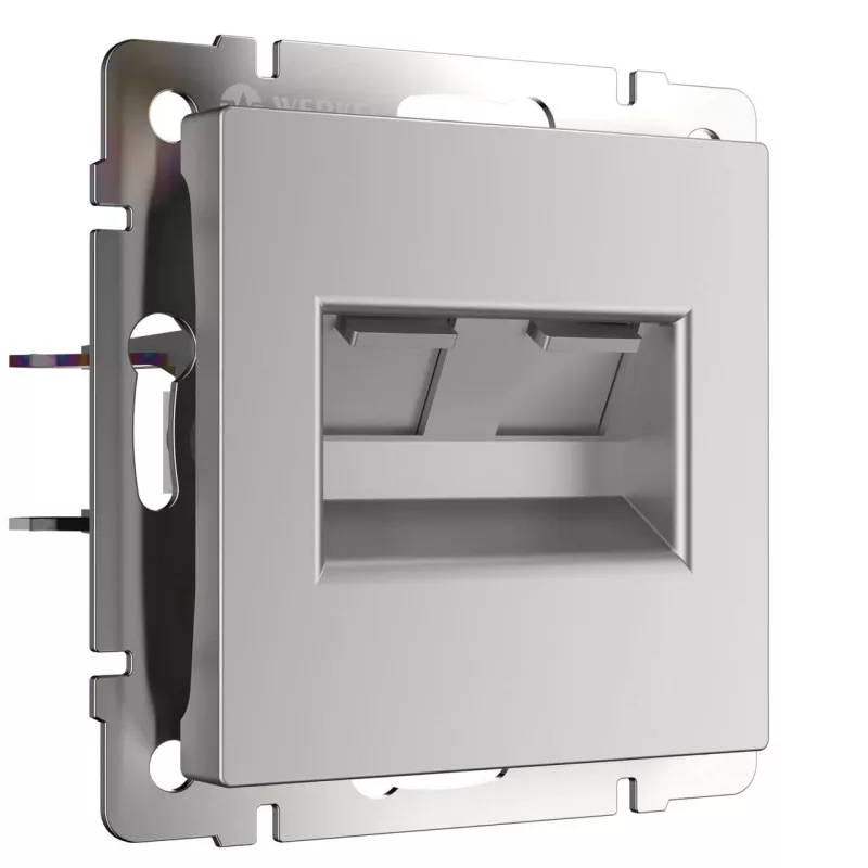 

Розетка двойная Ethernet RJ-45 Werkel серебряный W1181106 4690389156489