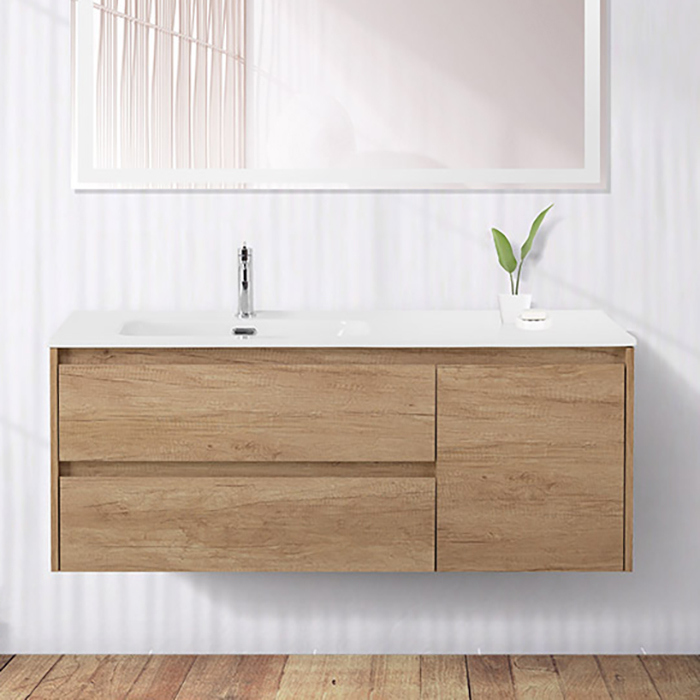 

Тумба с раковиной BelBagno Kraft 120 L, 2 ящика, дверца, rovere nebrasca nature
