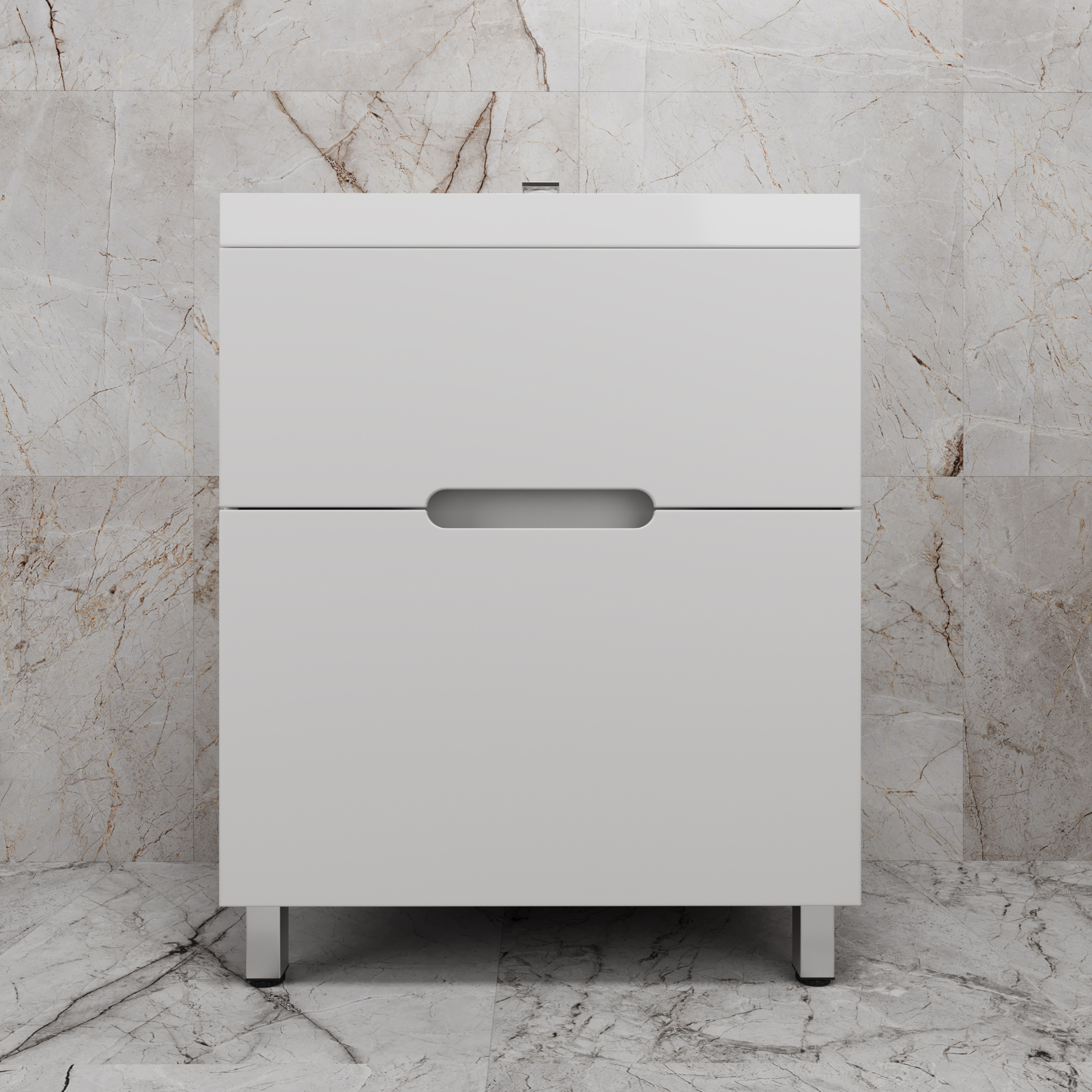 

Тумба с раковиной Style Line Матис 70 напольная, белая матовая