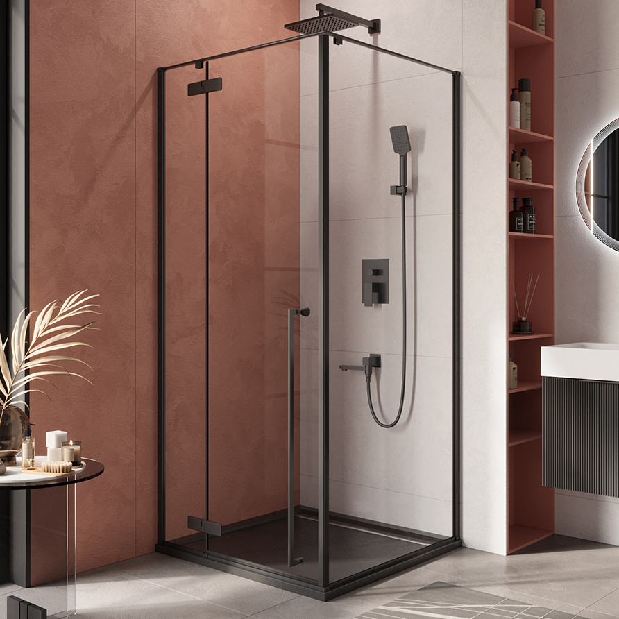 

Душевой уголок Cezares Liner A-1 L 90х90 см, профиль черный, стекло прозрачное