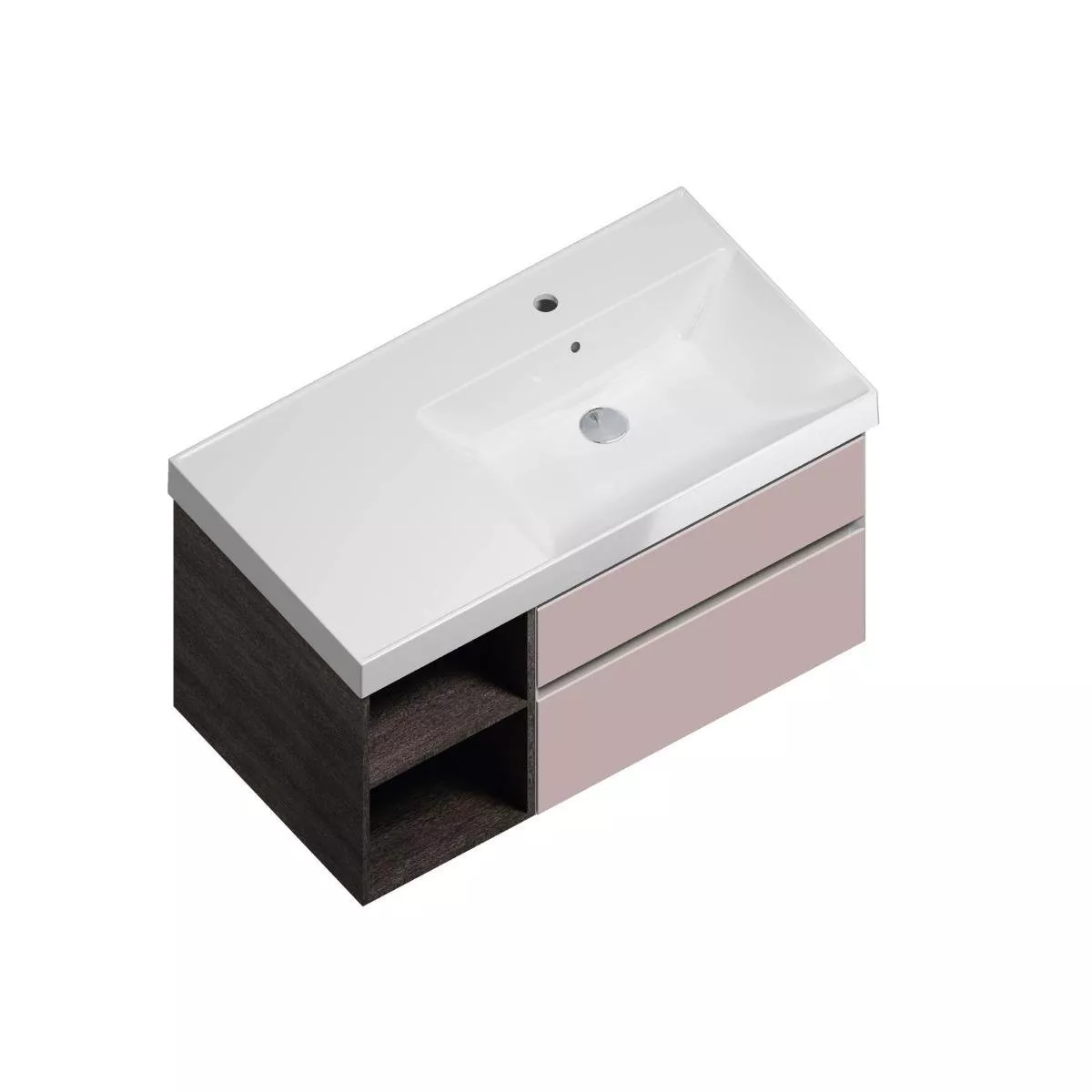 

Тумба под раковину Kerama Marazzi Cubo 90 правая, мальва матовый/темное дерево