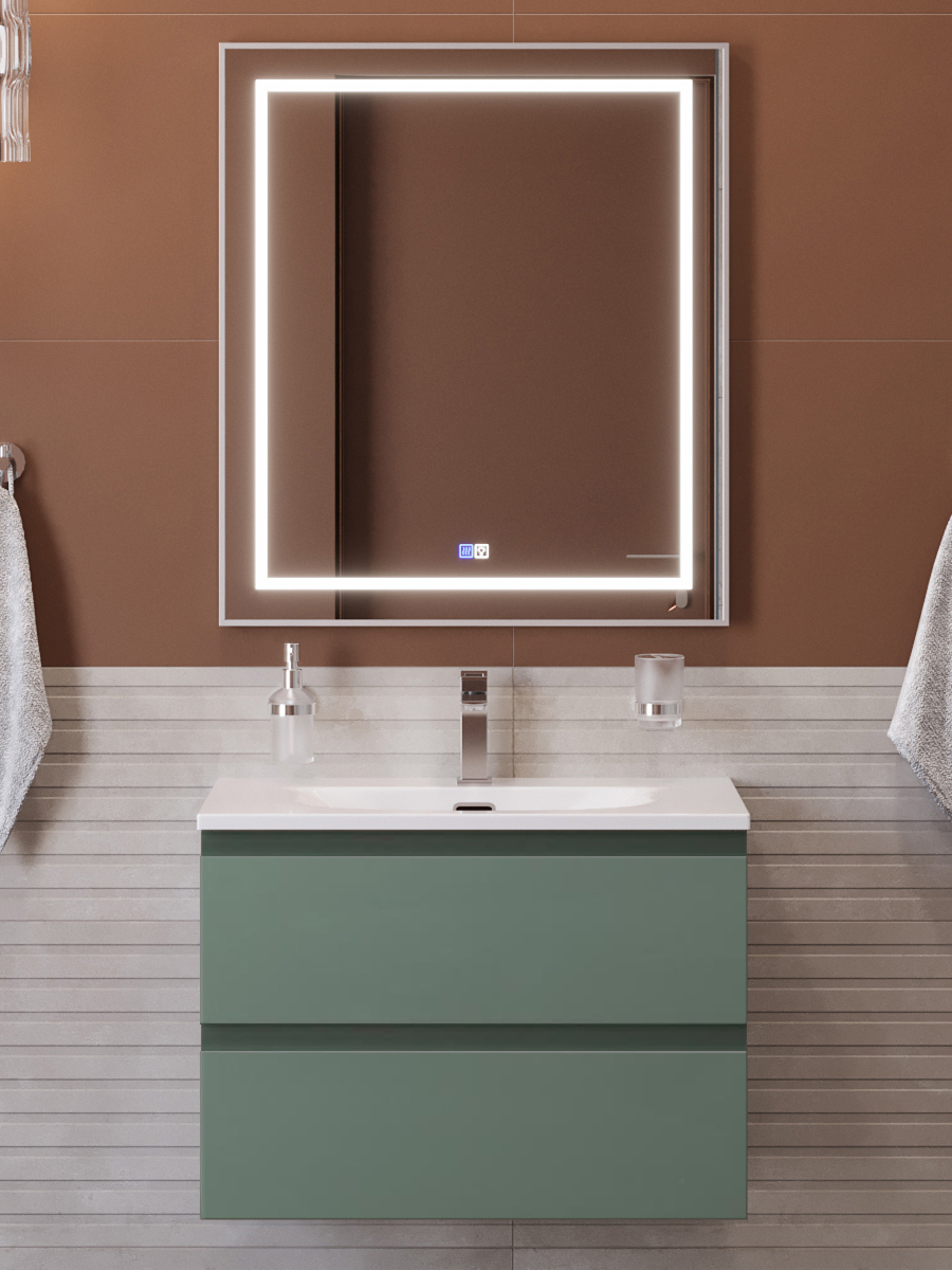 

Мебель для ванной комнаты BelBagno Kraft 39 70 подвесная, матовая еловая, раковина bb-8099-3-70