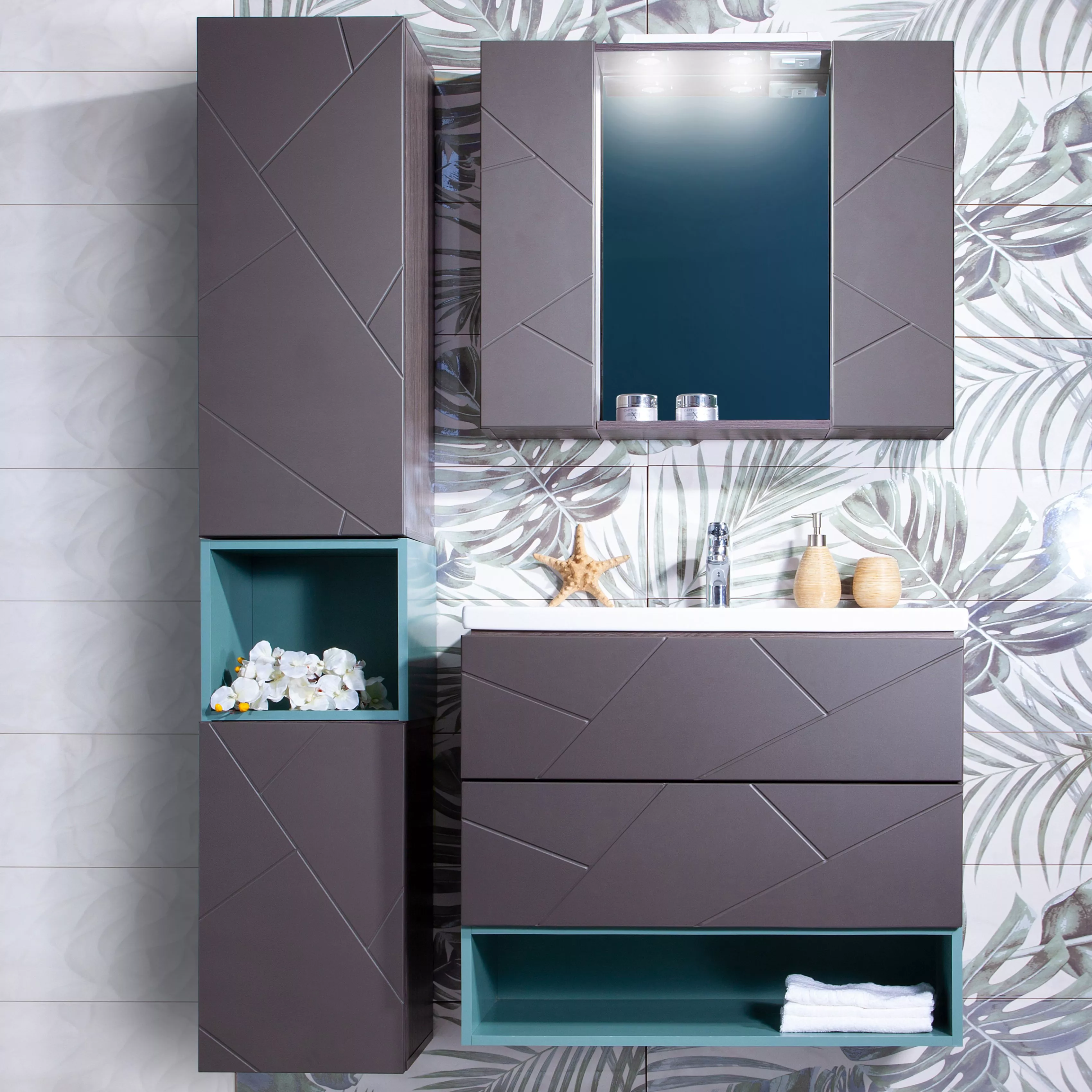 

Мебель для ванной Бриклаер Кристалл 80 софт графит