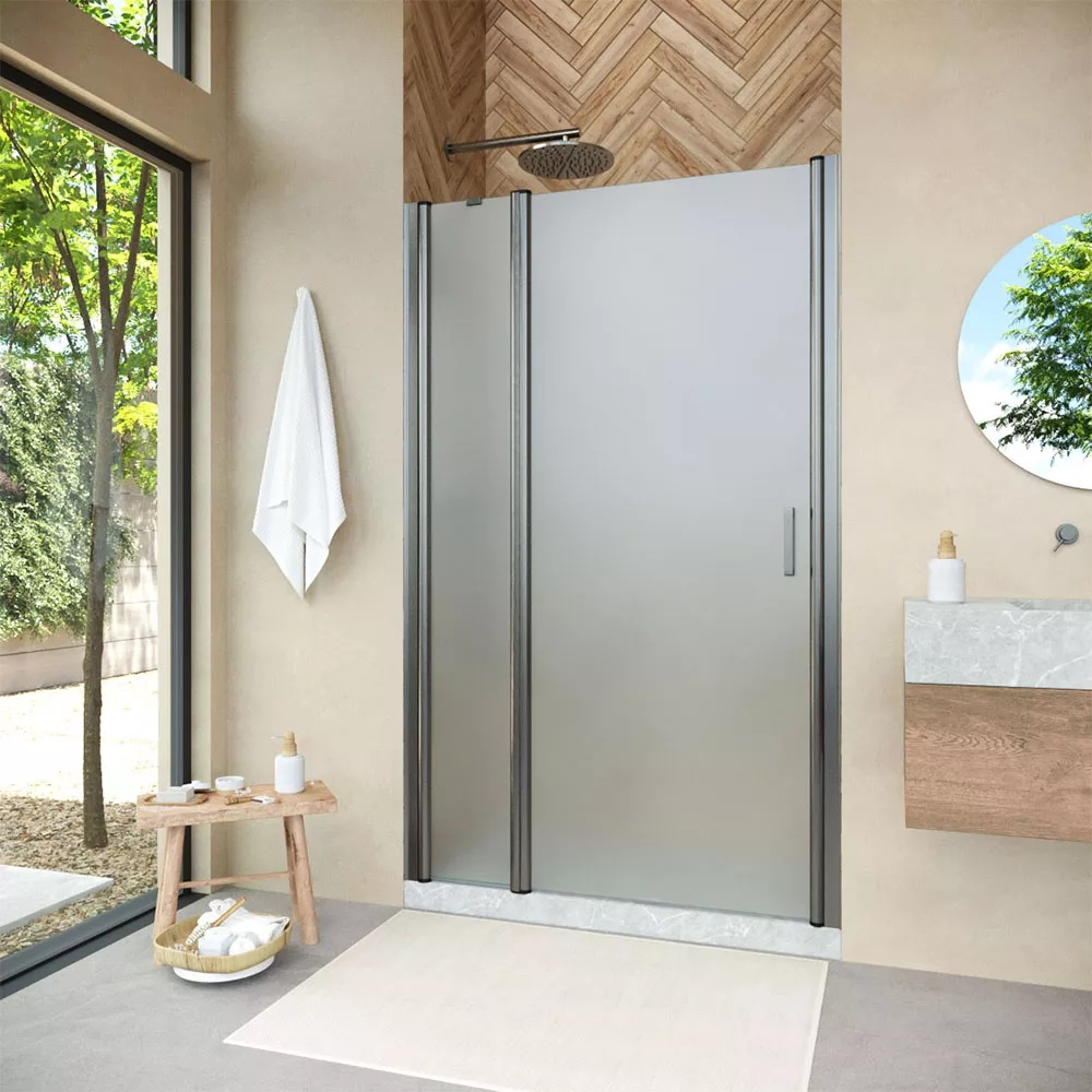 

Душевая дверь в нишу Vegas Glass EP-F-1 Novo 105 11 10 L профиль оружейная сталь, стекло сатин