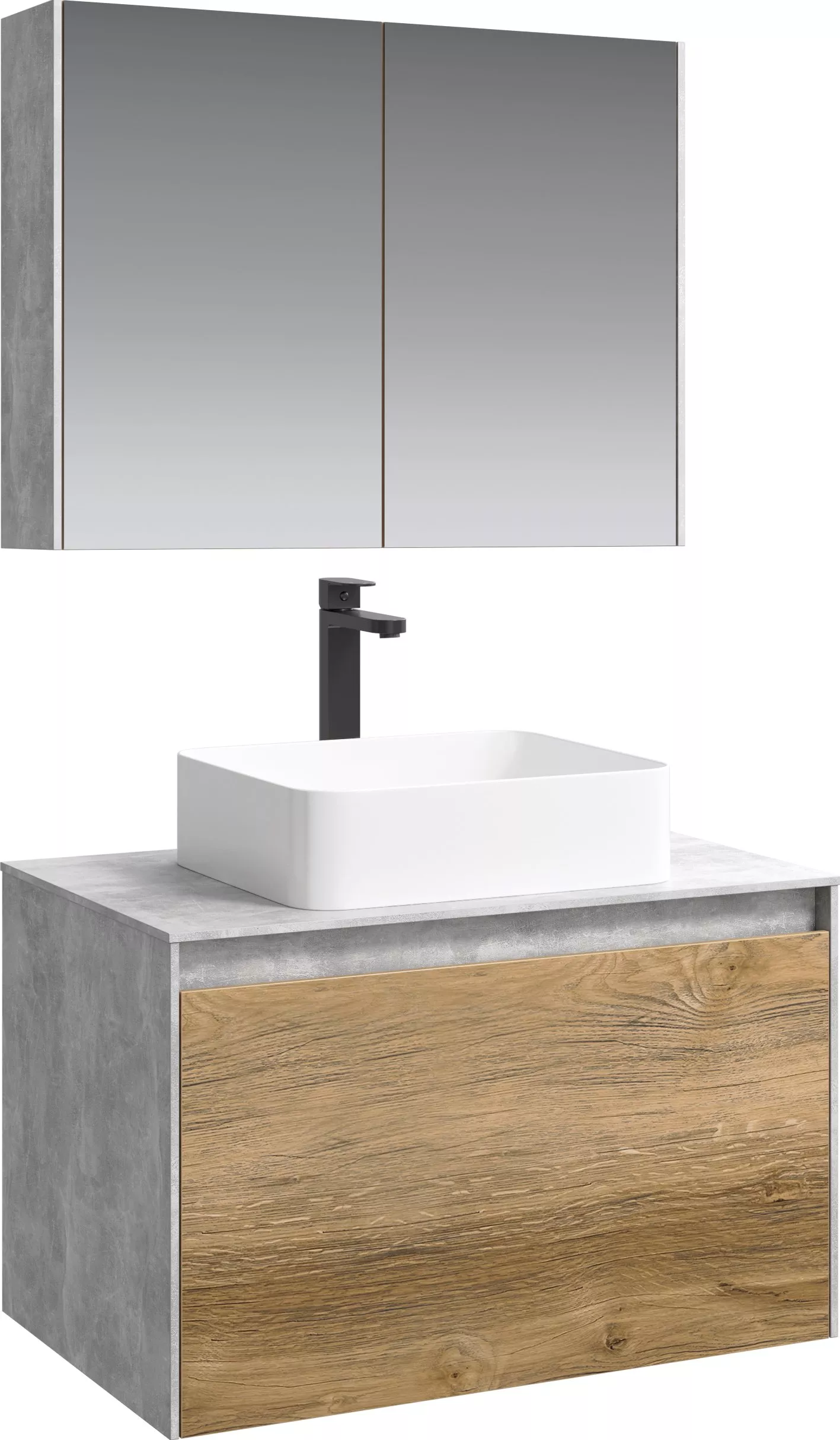 Мебель для ванной Aqwella 5 stars Mobi 80 бетон светлый, дуб балтийский, цвет серый - фото 1