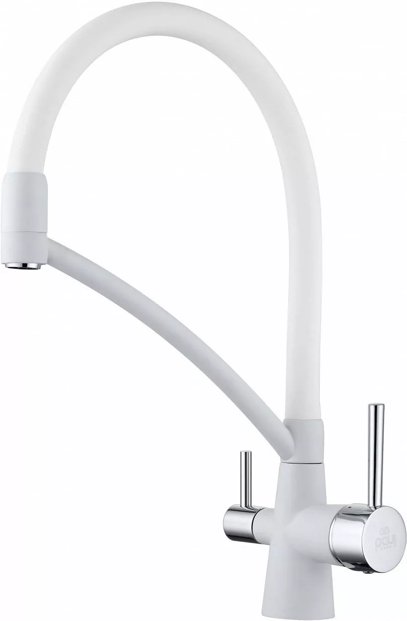 

Смеситель для кухни Paulmark Siegen Si213111-431 с гибким изливом и подключением к фильтру белый матовый