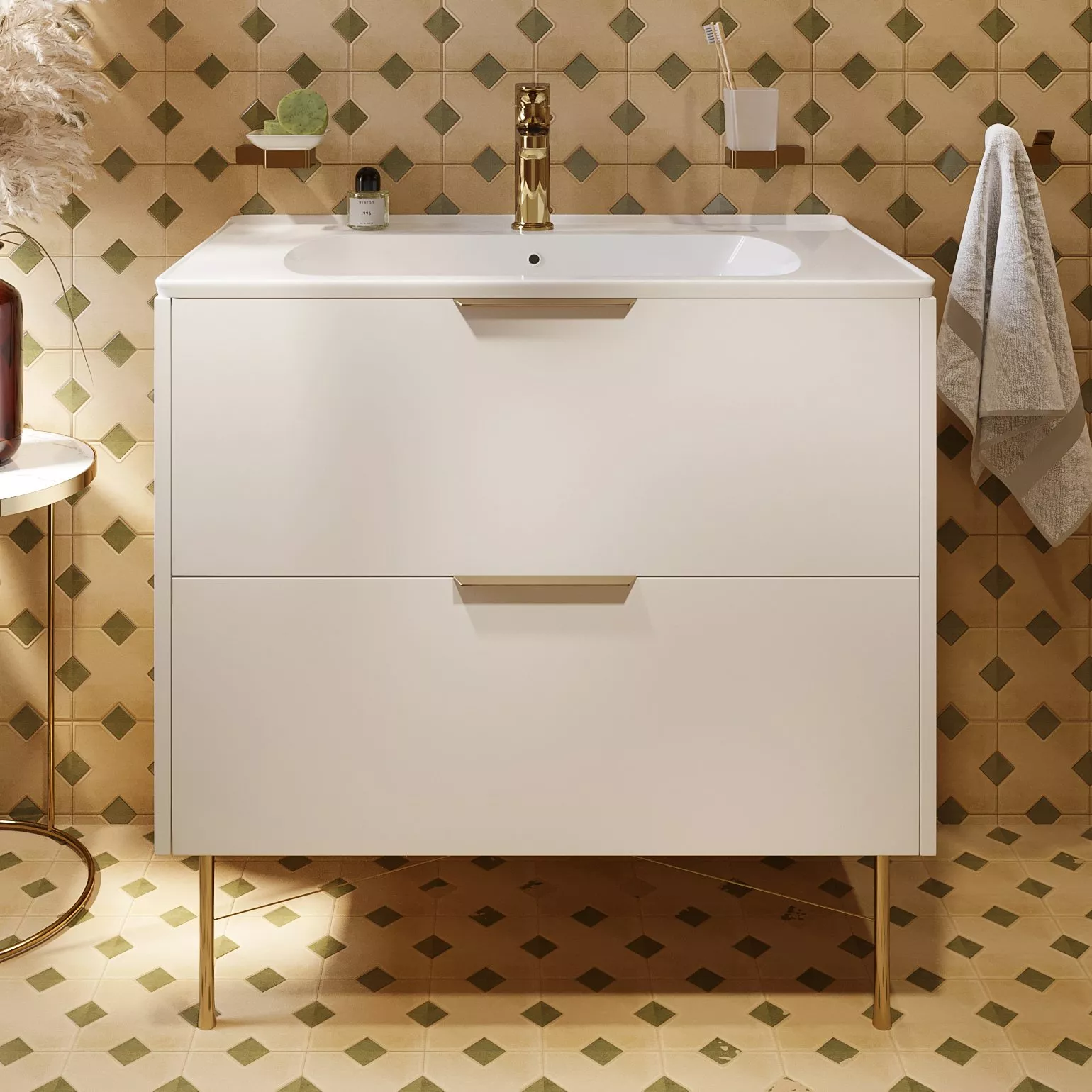 

Тумба с раковиной VOQ Heldig 80 ultra white