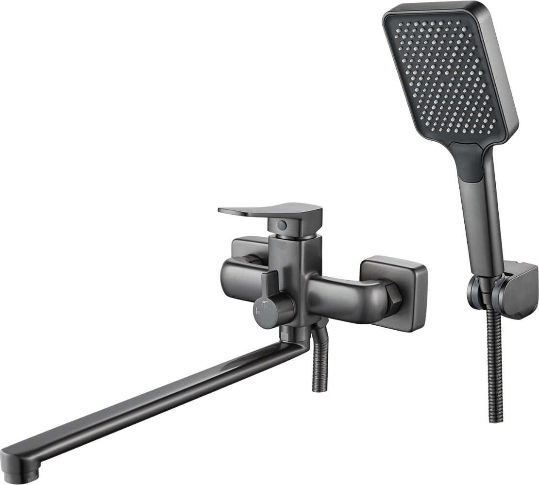 

Смеситель с длинным изливом для ванны Shevanik S9922T оружейная сталь