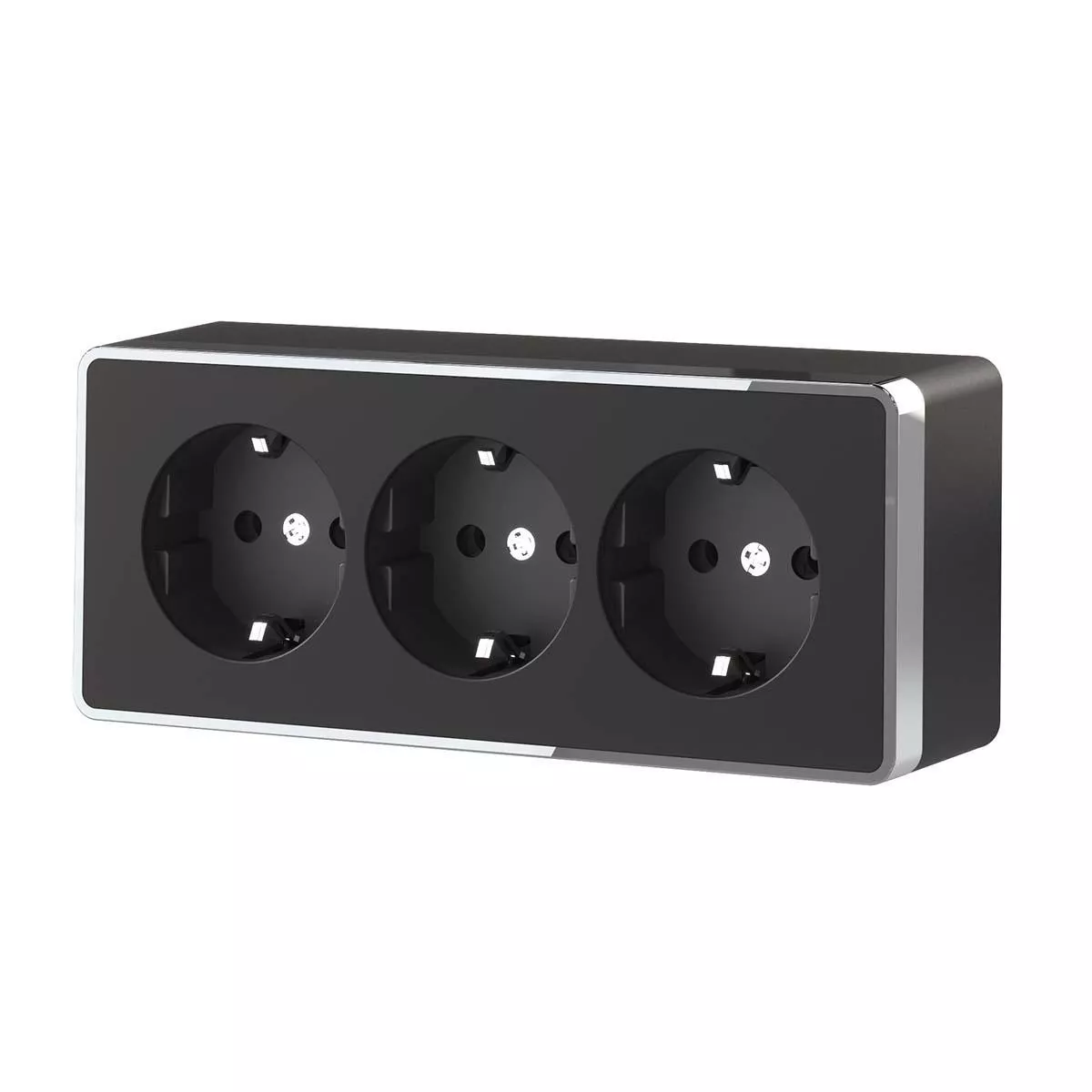 

Розетка тройная с/з со шторками Werkel Gallant черный/хром W5073135 4690389163890