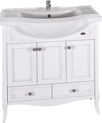 

Тумба под раковину без столешницы ASB-Woodline Салерно 80 белая, патина серебро