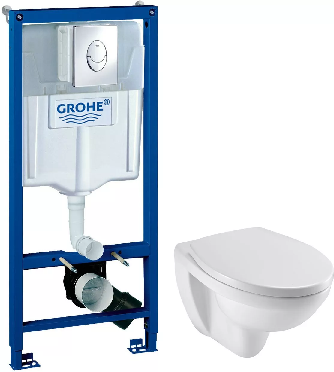 

Комплект Система инсталляции для унитазов Grohe Rapid SL 38721001 3 в 1 с кнопкой смыва + Чаша для унитаза подвесного Jacob Delafon Patio EDV102-00