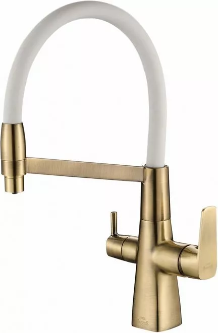 

Смеситель для кухни Steel Hammer SH 818-8 BRONZE с гибким изливом и подключением к фильтру бронза, белый