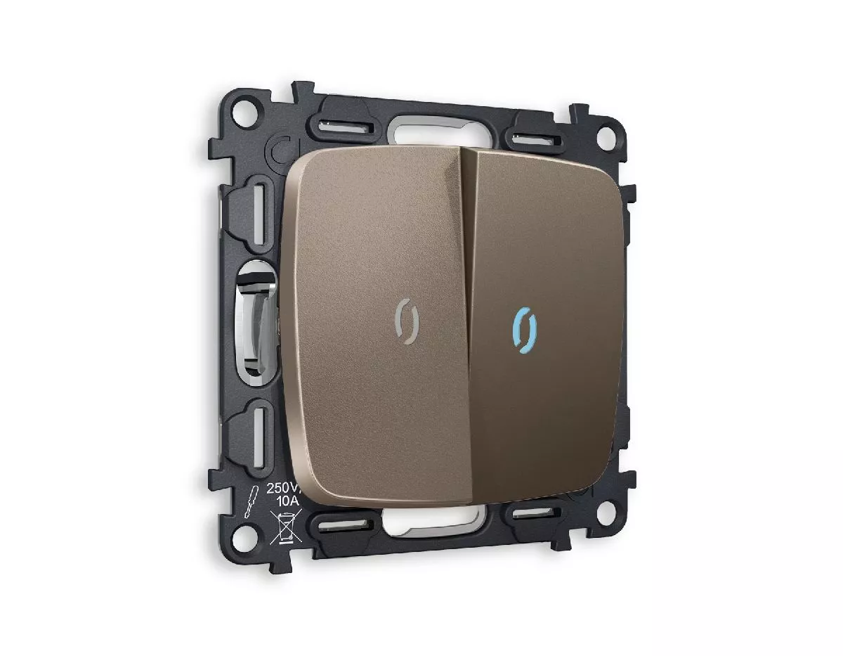 

Комплект механизма 2-кл проходного выключателя с подсветкой Ambrella Volt Omega MO634040