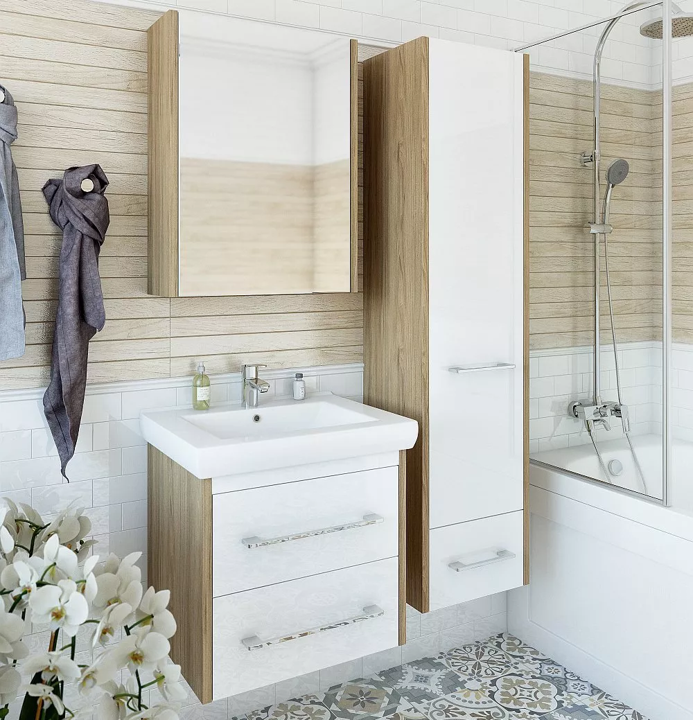 

Комплект мебели подвесной Sanflor Ларго 60 светлое дерево, швейцарский вяз, белый