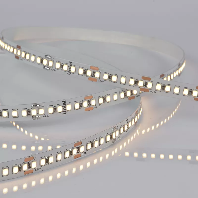 

Светодиодная лента Uniel ULS-2835-180LED/m-10mm-IP20-DC24V-17W/m-5M-3000K катушка в герметичной упаковке